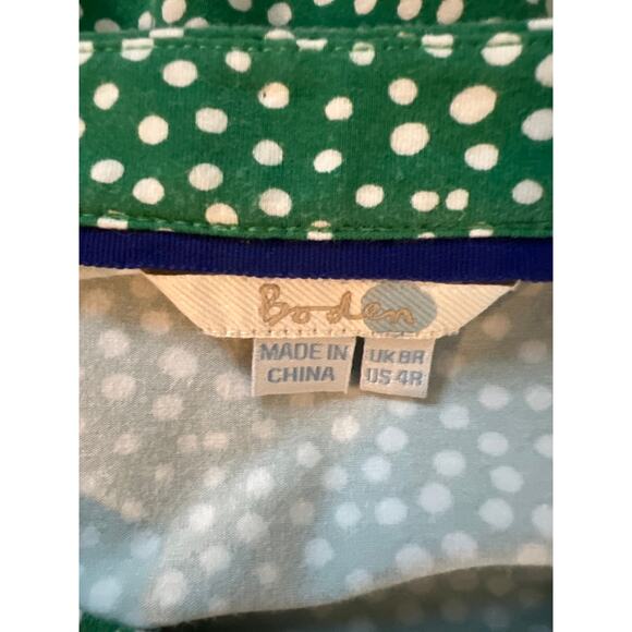 Boden Emmeline A-Line Jersey Dress Size 4R Green with White Polka Dot Print - Picture 5 of 7